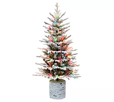 Puleo International 4.5 ft Potted Flocked Arcti c Fir Tree