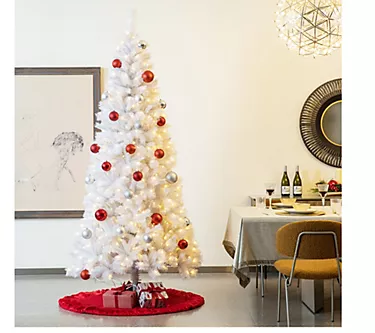 Glitzhome 60"D Oversized Velvet Ruffled Christm as Tree Skirt