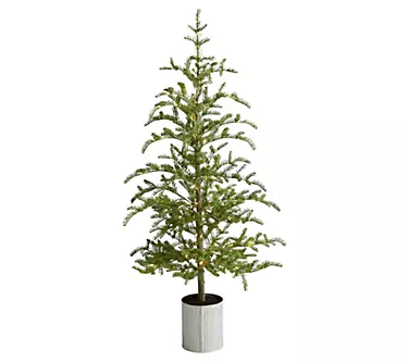 Nearly Natural 5.5-ft Pine Christmas Tree w/Planter w/Lights