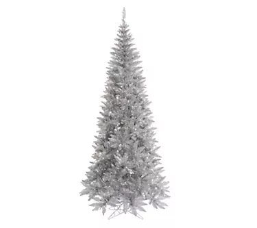 Vickerman 6.5' Silver Tinsel Fir Slim Artificial Tree