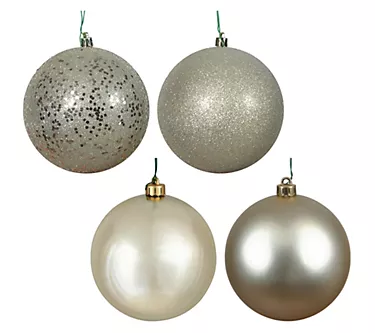 Vickerman 2.75" Champagne 4-Finish Ball Ornament Set 20-Pack