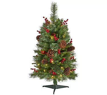 3' Lit Norway Mixed Pine Christmas Tree by Nearly Natural