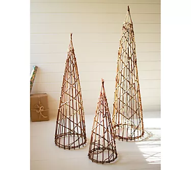 Kalalou Set of 3 Nesting Twig Christmas Trees