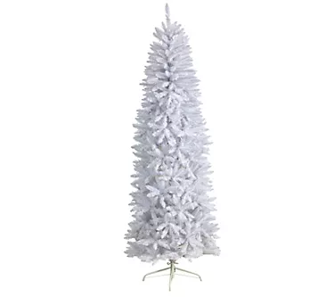 Nearly Natural 7' Slim White Artificial Christmas Tree