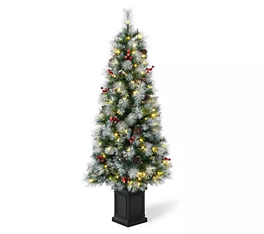 Glitzhome 5' Pre-Lit Pine Artificial Christmas Porch Tree