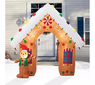 Glitzhome 8FT L ED Indoor Outdo or Gingerman Ho use Inflatable