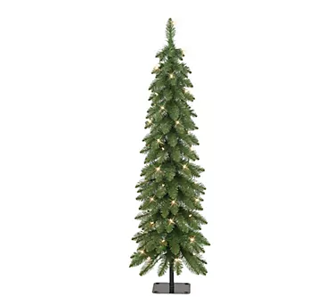 Puleo 4' Pre-Lit Artificial Alpine Pencil Tree