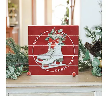 Sincere Surroundings 8" Christmas Ice Skates Pallet Petite
