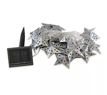 LumaBase Solar String Lights with 20 Silver Metal Stars
