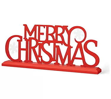 Glitzhome 18"L Wood & Metal MERRY CHRISTMAS Tab le Decor
