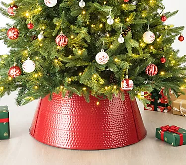 Glitzhome Rustic Hammered Metal ChristmasTree Collar