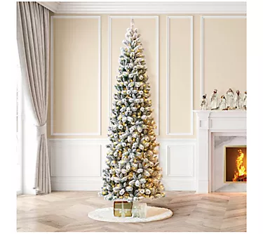 Glitzhome 11' Pre-Lit Flocked Pine Artificial Christmas Tree