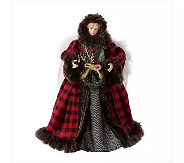 Glitzhome Winge d Carole Rustic Christmas Ange l Tree Topper