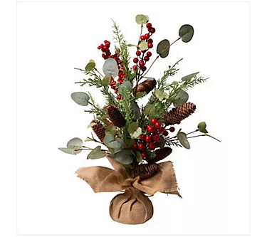 Glitzhome Eucalyptus Berries and Cones Floral Christmas Decor