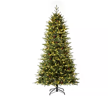 Glitzhome Pre Lit Fir Artificial Tree W/ LED Lights & Remote