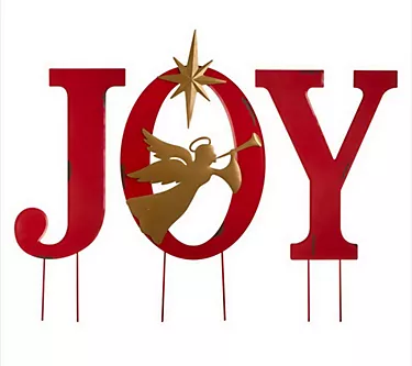 Glitzhome JOY Angel Playing Horn Yard Stake orWall Hanging