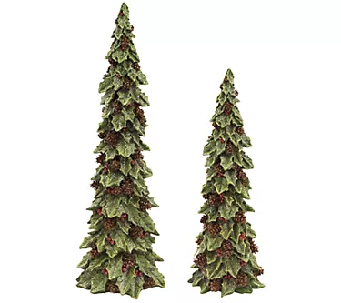 Melrose Holly Leaf Trees w/ Pinecone Accents (Set of 2) 1 368719-melrose-holly-leaf-trees-w-pinecone-accents-set-of-2–1.webp