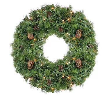 Northlight Pre-Lit Dakota Pine Christmas Wreath24"