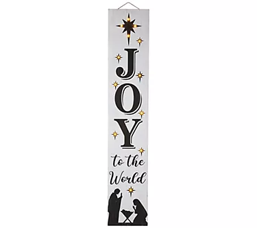 Glitzhome 42" JOY and Nativity Lighted Christmas Porch Sign