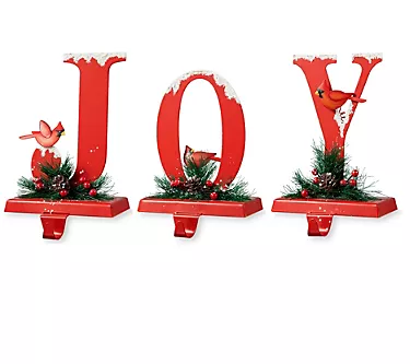 Glitzhome Metal JOY Christmas Stocking HoldersS/3