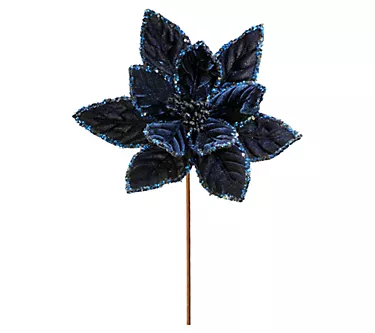 Valerie Parr Hill Set of (4) 24" Sequins Edge Poinsettia Stem