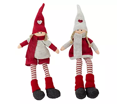 Northlight Plush Boy & Girl Christmas Figures 19" Set of 2