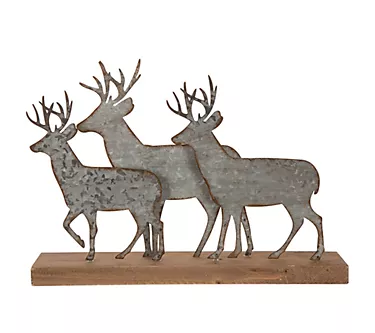 Glitzhome Galvanized Reindeer Christmas HolidayTable Decor