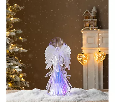 Glitzhome 12"H LED Color Changing Lighted AngelFigurine
