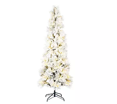 Vickerman 10' Flocked Atka Pencil Artificial Pre-Lit Tree