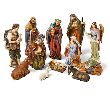 Glitzhome Resin Nativity Scene Figurine Holid ay Set S/12