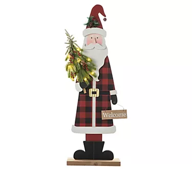 Glitzhome 36"H Lighted Wooden Santa Porch Decor