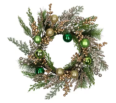 Northlight Ornaments and Berries Christmas Wreath 24"
