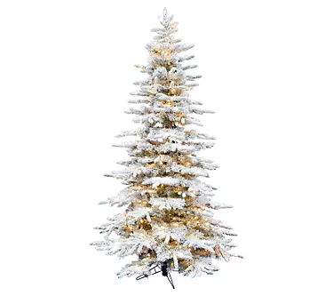 Fraser Hill Farm 7.5-Ft. Flocked Pine Valley Tree Pre-Lit