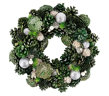 Northlight Green Pinecone and Foliage ChristmasWreath 14"