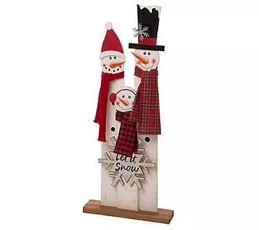 Glitzhome Standing Christmas Holiday Snowman Family Porch Sign
