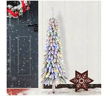 Glitzhome 4.5' LED Pre-Lit Flocked Faux Christmas Porch Tree 1 369337-glitzhome-4-5-led-pre-lit-flocked-faux-christmas-porch-tree-1.webp