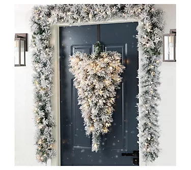 Glitzhome 3' LED Pre-Lit Snow Green Pine Christmas Teardrop