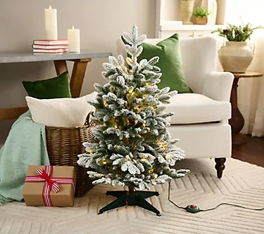 3' Twinkling Snow Kissed Spruce Tree by Valerie