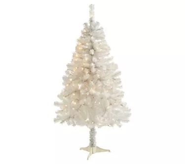 4' White Christmas Tree with 100 LED Lights byNearly Natural