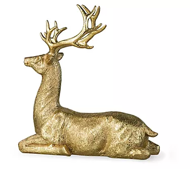Glitzhome 11'' Resin Christmas Sitting ReindeerTable Decor