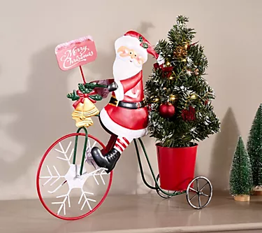 Holiday Figure on Tricycle with Lit Tree by Valerie