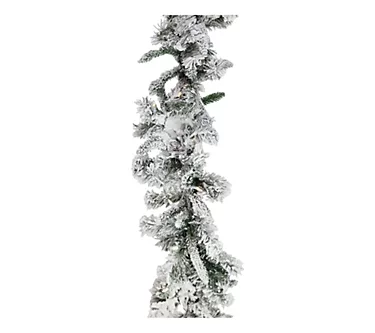 Fraser Hill Farm 9" Mountain Pine Flocked Garland w/ Lights