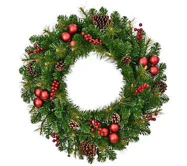 Fraser Hill Farm 30-In. Joyful Wreath Door or Wall Hanging wit