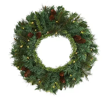 20" Lit Mixed Pine/Pinecone Christmas Wreath byNearly Natural 1 369596-20-lit-mixed-pine-pinecone-christmas-wreath-bynearly-natural-1.webp