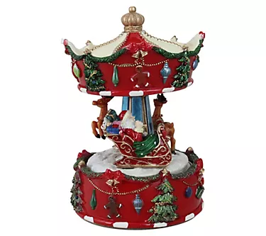 Northlight 6.5" Santa & Reindeer Animated Carousel Music Box