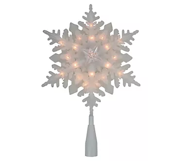 Northlight 10" Lit White Frosted Stacked Snowflake Topper