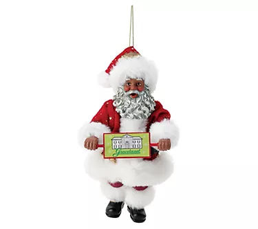 Graceland Flip Sign Santa Ornament Black