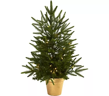 2.5' Lit Christmas Tree in Golden Planter by Nearly Natural 1 369750-2-5-lit-christmas-tree-in-golden-planter-by-nearly-natural-1.webp