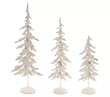 Melrose Metal Pine Tree with Gold Accents (Setf 3)