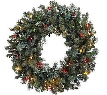 30" Pine Wreath w/ Colored Lights by Nearly Natural